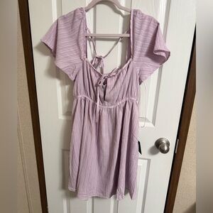 NWT Lulus womens purple ruffle flowy dress sz Lg